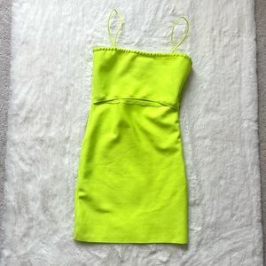 Neon Green Cut Out Body Con Mini Dress